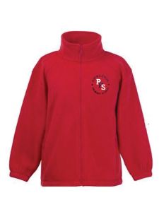 Red Fleece embroidered with Rickleton Primary School Logo