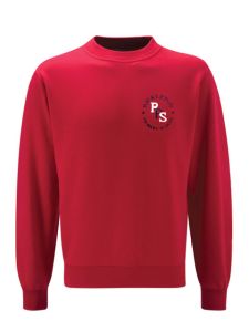 Red Sweatshirt embroidered with Rickleton Primary School Logo