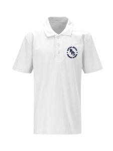 White Classic Polo Shirt with embroidered Rickleton Primary School Logo