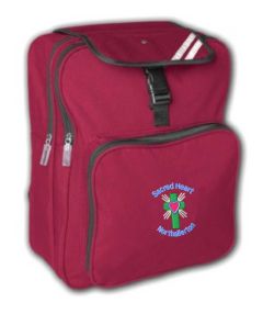 Burgundy Junior Backpack- Embroidered with Sacred Heart Primary School logo