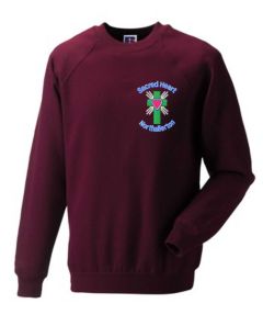 Burgundy Sweatshirt - Embroidered with Sacred Heart Primary School logo
