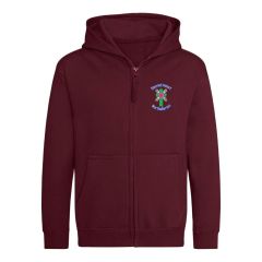 Burgundy PE Zipped Hoodie - Embroidered with Sacred Heart Primary School logo