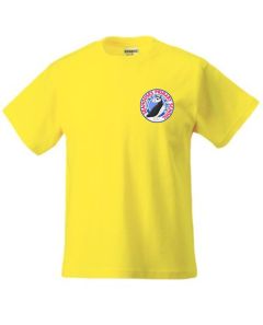Yellow PE T-Shirt - Embroidered with Seahouses Primary School Logo