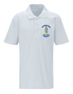 White Polo Shirt - Embroidered with St Gregory's RCVA Primary School logo