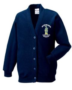 Navy Sweat Cardigan - Embroidered with St Gregory's RCVA Primary School logo