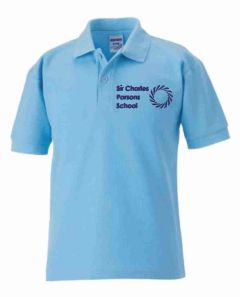 Sky Blue Polo - Embroidered with Sir Charles Parsons School Logo