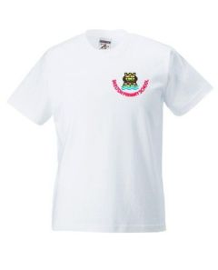 White PE T-shirt - Embroidered with Skelton Primary School Logo