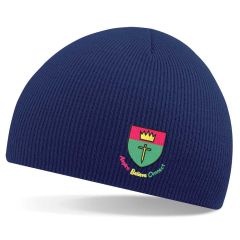 Navy Knitted Beannie Hat - Embroidered with St Oswalds Primary School (Hebburn) logo