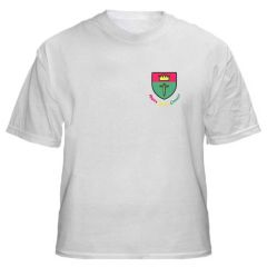 White PE T-Shirt - Embroidered with St Oswalds Primary School (Hebburn) logo