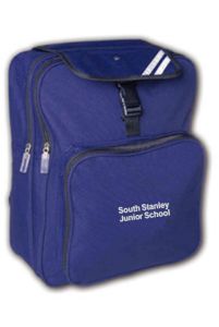 Navy Junior Backpack - Embroidered with South Stanley School Logo