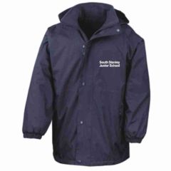 Navy Stormproof Coat - Embroidered with South Stanley School Logo