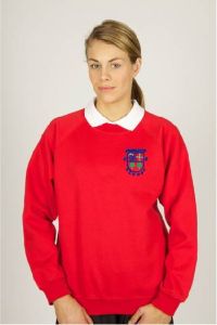 Red Sweatshirt - Embroidered with Evenwood CE Primary School Logo 