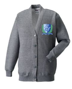 Grey Sweat Cardigan - Embroidered with St Agnes RC Primary School Logo
