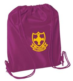 Burgundy PE Bag - Embroidered with St Anne's PS School Logo