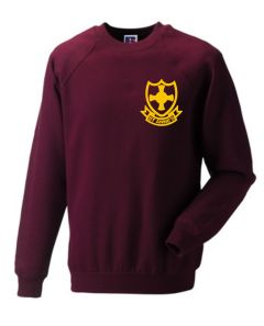 Burgundy Sweatshirt - Embroidered with St Anne's PS School Logo
