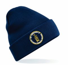 Navy Knitted Hat  - Embroidered with St Gregory's RCVA Primary School logo