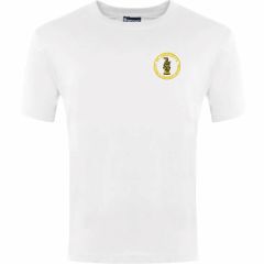 White Polyester PE T-Shirt - Embroidered with St Gregory's RCVA Primary School logo