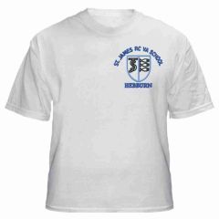 White PE T-shirt - Embroidered St James RC Primary School Logo