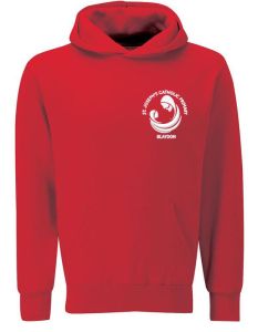 Red Hoodie - Embroidered with St Joseph's R.C. Primary School (Blaydon) Logo
