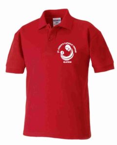 Red Polo - Embroidered with St Joseph's R.C. Primary School (Blaydon) Logo