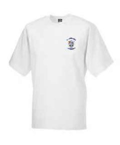 White PE T-Shirt - Embroidered with St Leonard's R.C Primary School Logo