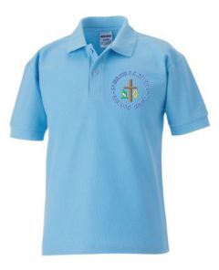 Sky Blue Polo - Embroidered With St Mary's R.C. PS Logo (Barnard Castle)