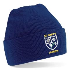 Navy Knitted Hat - Embroidered with St Mary's (Jarrow) Primary School logo