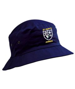 Navy Bucket Summer Hat - Embroidered with St Mary's (Jarrow) Primary School logo