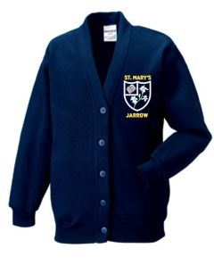 Navy SweatCardigan - Embroidered with St Mary's (Jarrow) Primary School Logo