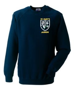 Navy Crew-neck Sweatshirt - Embroidered with St Mary's (Jarrow) Primary School Logo