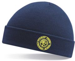 Navy Knitted Hat - Embroidered with Stanley Crook Primary School Logo