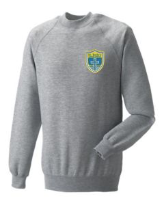 Grey Sweatshirt - Embroidered with St Bede's Primary School (South Shields) Logo