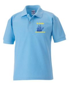 Sky Blue Polo - Embroidered with St Bede's Primary School (South Shields) Logo