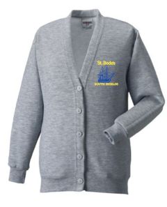 Grey Cardigan - Embroidered with St Bede's Primary School (South Shields) Logo