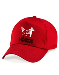 Red Baseball Cap - Embroidered with St John's C E (Aided) Primary School Logo