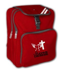 Red Junior Back Pack - Embroidered with St John's C E (Aided) Primary School Logo