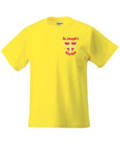 Yellow PE T-Shirt - Embroidered with St Josephs Catholic Primary School (Murton) Logo