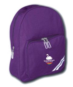 Purple Infant Backpack - Embroidered with Swansfield Park Primary School (Alnwick) Logo