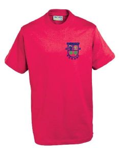 Red PE T-Shirt - Embroidered with Evenwood CE Primary School Logo