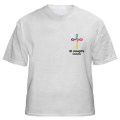 White PE T-Shirt - Embroidered with St Joseph's R.C.V.A. Primary School (Coundon) Logo (STAFF)