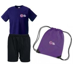 FULL PE Kit (Purple T-Shirt, Black Shorts & Purple PE Bag) - Embroidered with Town End Academy Logo