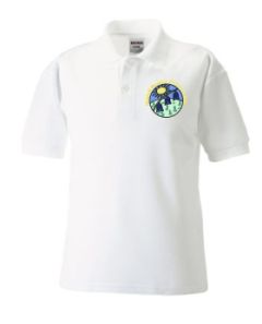 White Polo - Embroidered with Bluebell Meadow Primary School Logo