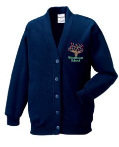 SENIORS Navy Cardigan - Embroidered With Woodlawn School Logo