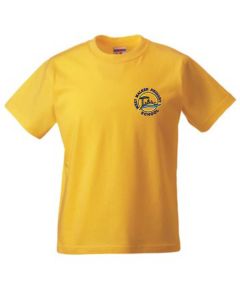 Gold PE T-Shirt - Embroidered with West Walker Primary School Logo