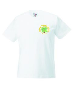 White PE T-Shirt - Embroidered with Yohden Primary School logo