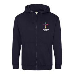 Navy Zipped Hoodie - Embroidered with St Joseph's R.C.V.A. Primary School (Coundon) Logo (STAFF)