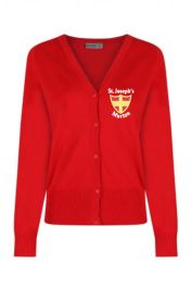 Red Knitted Cardigan - Embroidered with St Josephs Catholic Primary ...